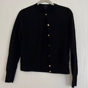 JCrew Button Up Cardigan Black Gold Buttons - EUC